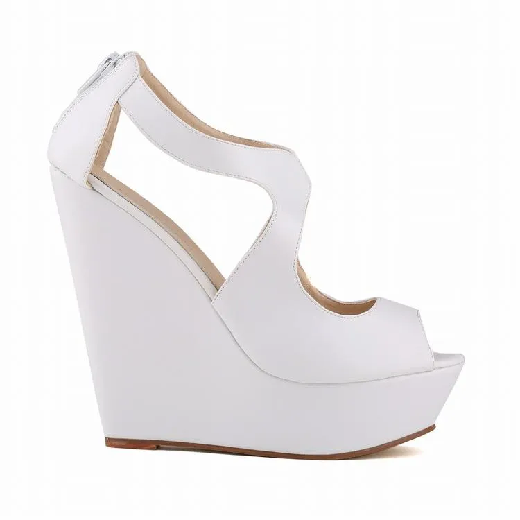 Sapato Feminino Mode Dames Brevet Plate-Forme Peep Toe Talons Hauts Chaussures Compensées Sandales
