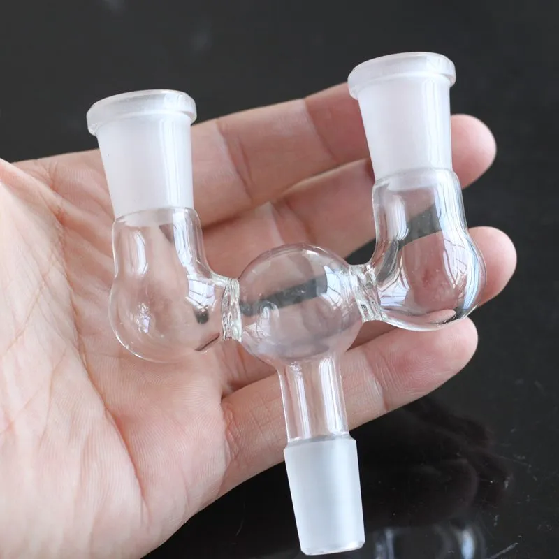 Un giro due Glass Drop Down Dropdown adattatore a doppia ciotola Narghilè 14mm 18mm maschio a femmina Bong Water Pipes