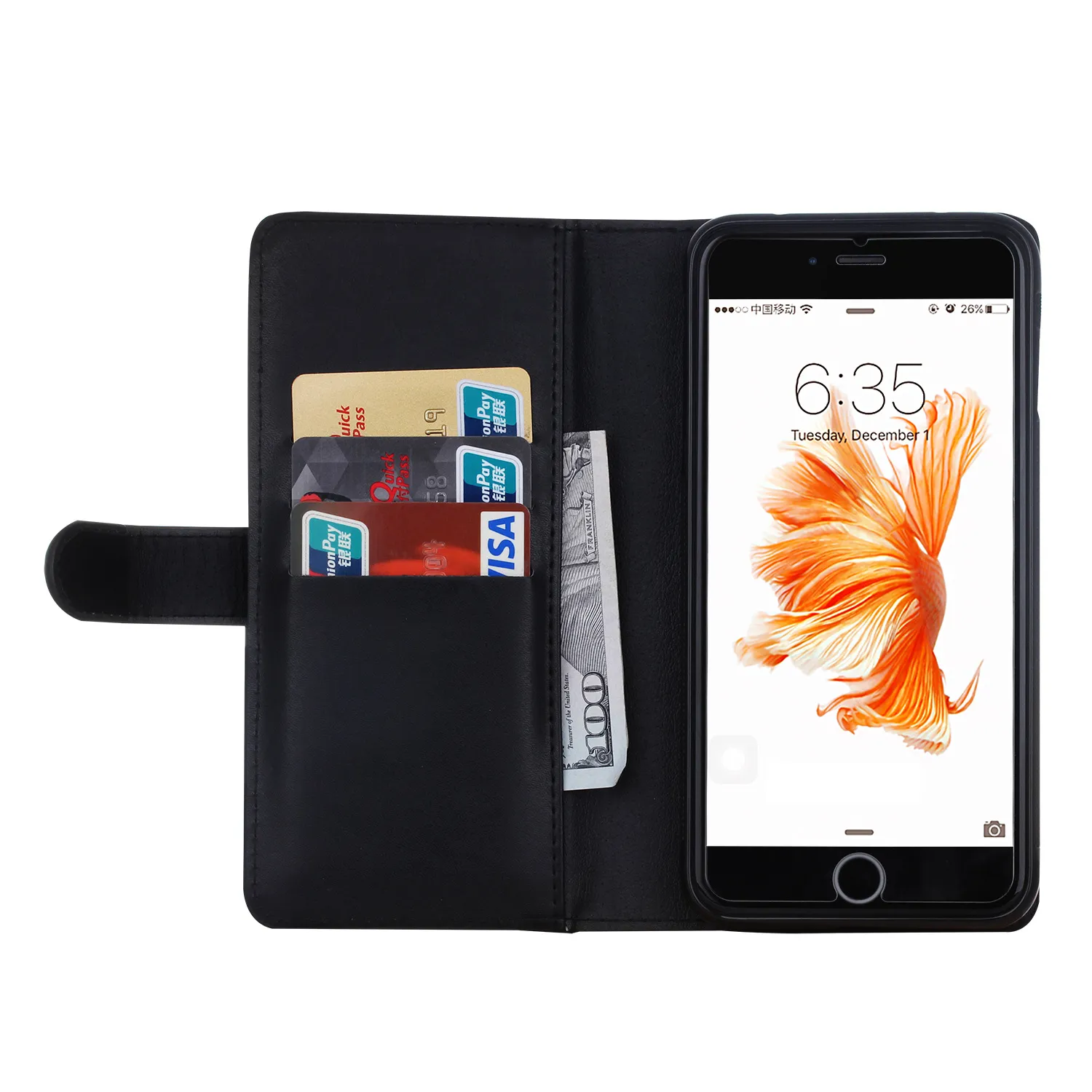2 i 1 Magnet Avtagbar flyttbar blixtlås Läder plånbok Fodral Förpackning för iPhone 7 8 / 