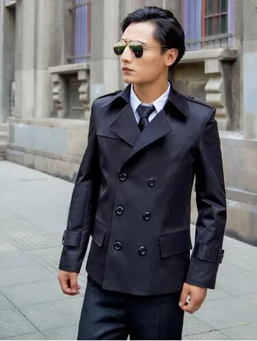 Europe khaki 2017 new slim sexy short trench coat men overcoat long sleeve mens clothing business outerwear casaco masculino