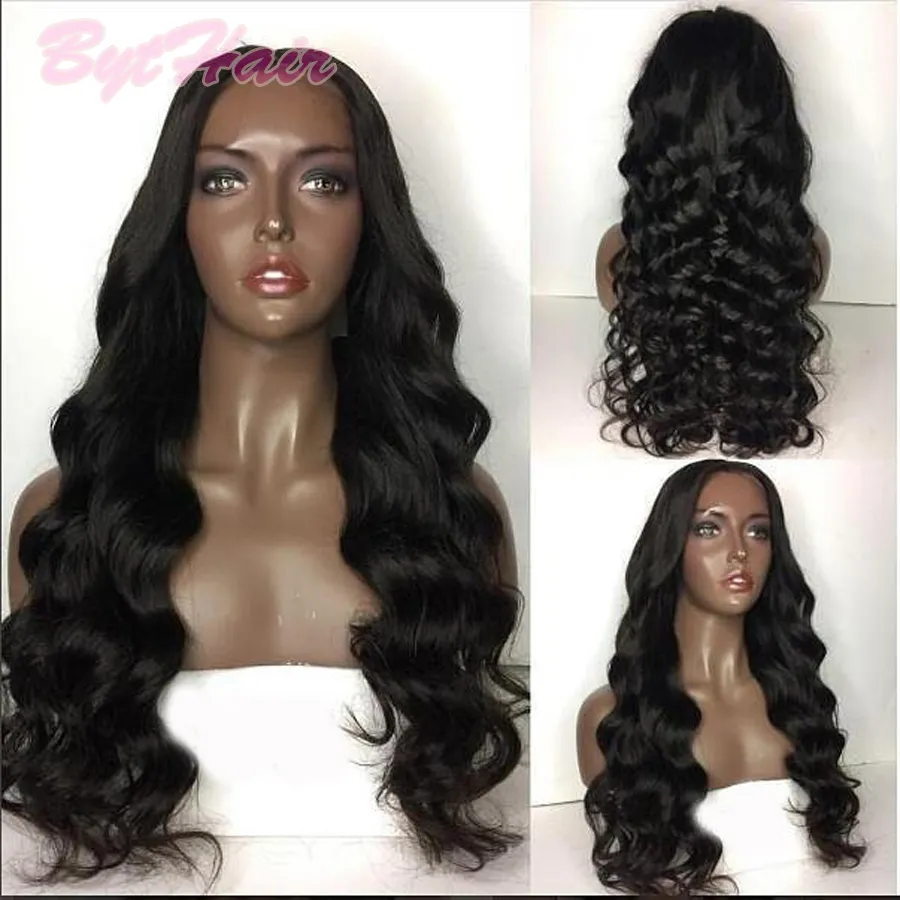 Bythair 180% densidade brasileira ondulado brasileira laço cheia perucas de cabelo humano para mulheres negras remy cabelo solto onda lace dianteira perucas de laço sem glúos