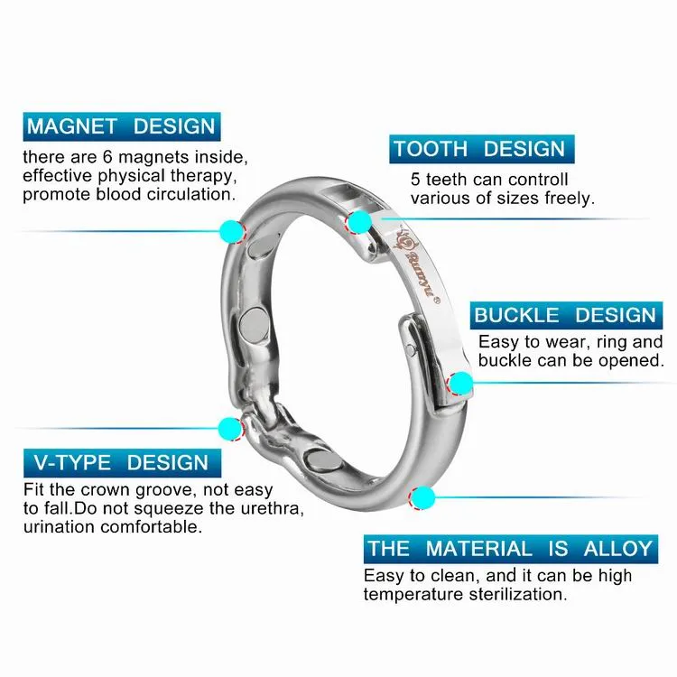 sex massager4 Taille Taille Réglable Anneaux de Pénis Pour Mâle Physiothérapie Magnétique En Métal V Type Circoncision Érection Cock Ring Sex Toys pour Hommes