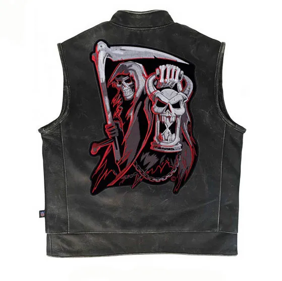 Contagem regressiva para a morte Grim Reaper Ampulheta Patch Reaper Skull Ferro bordado em patches 9 12 75 POLEGADAS 284F