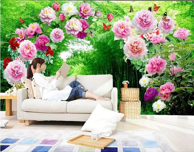 3D 방 벽지 커스터마이 포티 포 벽화 꽃 정원 복도 장식 그림 그림 3D 벽 벽화 벽을위한 벽지 3 7722187