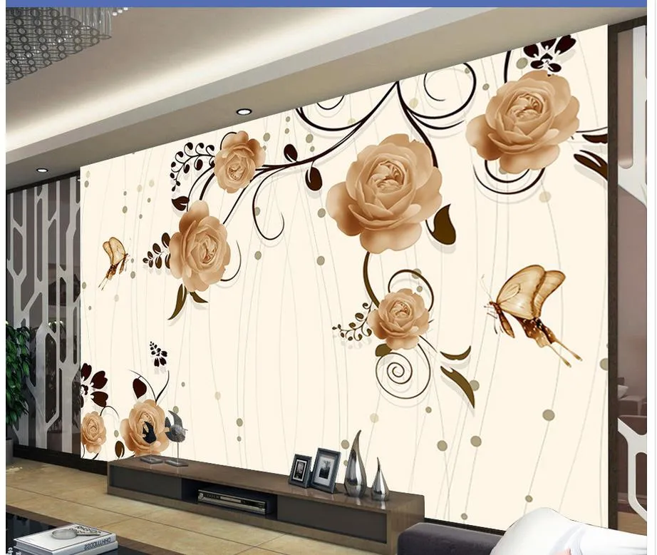 Carta da parati 3d per la stanza Semplice ed elegante modello di arte floreale murale sfondo muro 3d murales carta da parati per soggiorno
