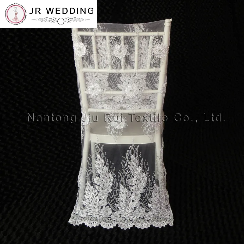 10pcs Gold/White Embroidered Lace Chair Cover Sequin Shiny For Top Chiavari Wedding Decoration