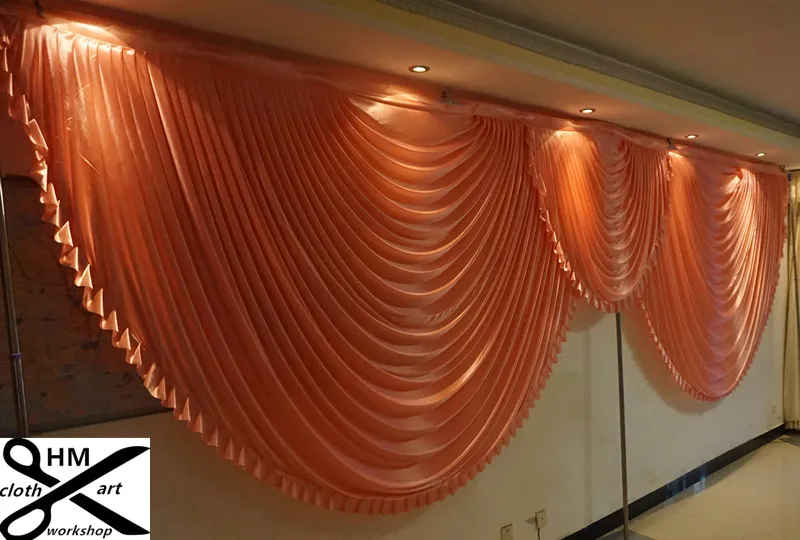 6m wide swags valance wedding stylist backdrop Party drop Curtain Celebration Stage Performance Background Satin Drape wall57780421168581