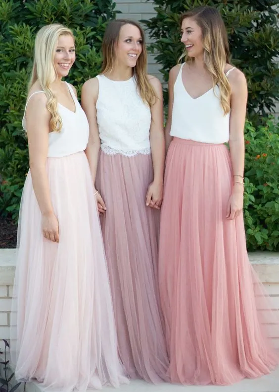 Modest Long Bridesmaid Dresses Without Blouse Tulle Skirts Tiered Ruffles Custom Made FloorLength Cheap Long Bridesmaid Skirts 208377126