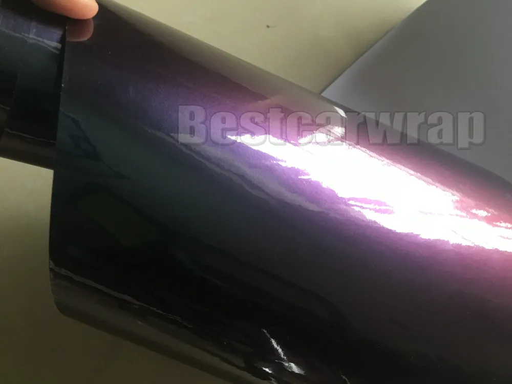 Vinyle d'enveloppe de voiture bleu violet brillant Shift colorflow avec emballage de véhicule sans bulles d'air couvrant la feuille de flip flop Taille: 1.52 * 20M / Roll 5x67ft