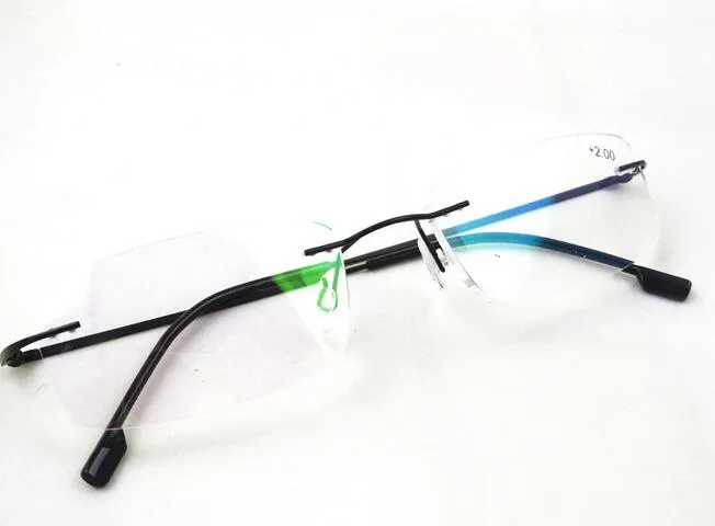 High Quality Rimless Reading Glasses Ultralight Flexible Memory Titanium Frameless Reader 10pcs/lot Free shipping