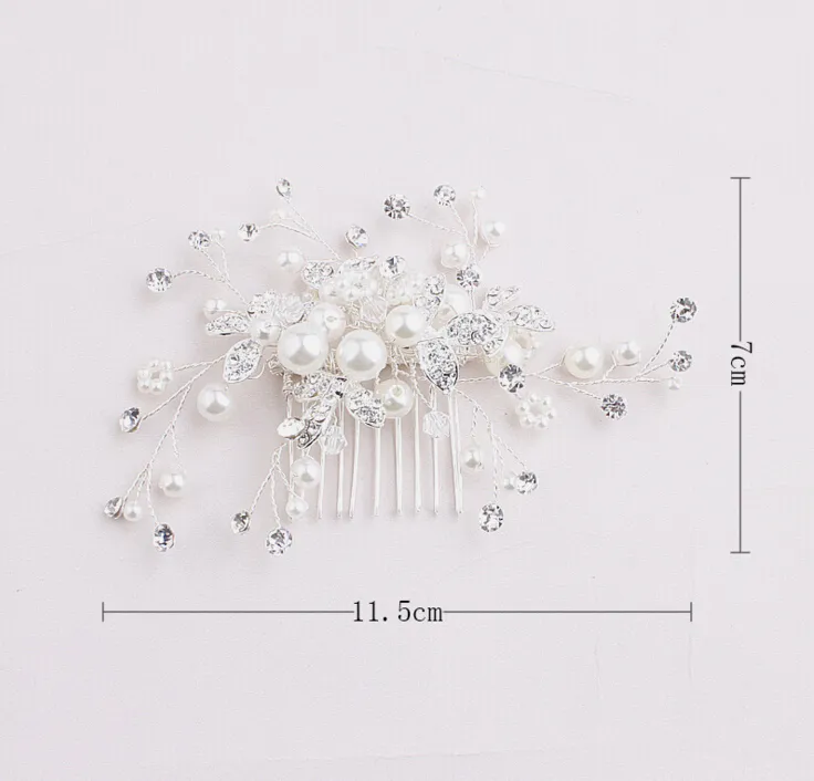 2019 Copricapo da sposa moderno Accessori da sposa Piatto di perle a mano Gioielli in cristallo da sposa Bastoncini capelli la festa Shining6985929