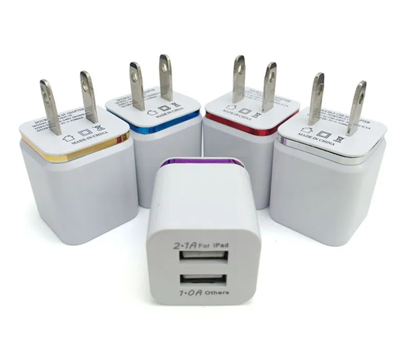 Adattatore per caricabatterie doppio da parete per la casa US EU Plug 2.1A AC Power 2 porta per Iphone Samsung Galaxy Note LG Tablet Ipad