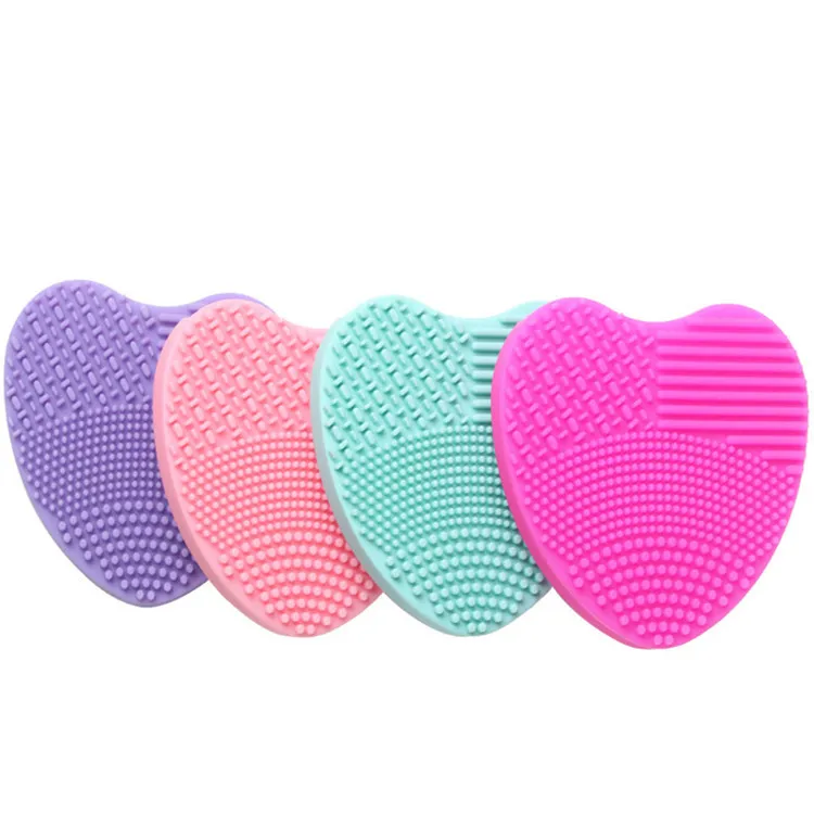 Heart Shape Brush Cleaning Tool Makeup RemoverBruhses Clean Mixed Colors Silica Glove Scrubber Board Cosmetic Cleaner Tools DHL