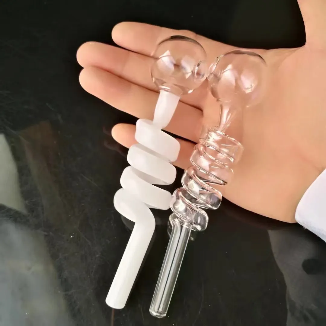 Panela em espiral reta, bongs por atacado queimador de óleo tubos de água equipamentos de tubo de vidro fumando frete grátis