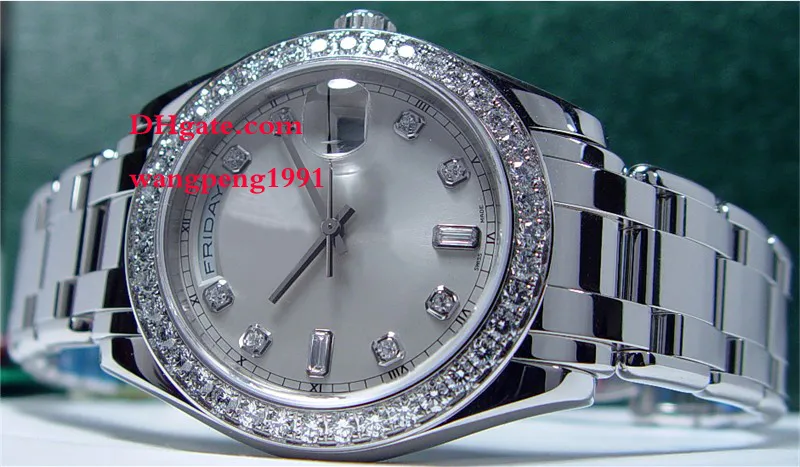 Ladies Watches 36mm 18946 Diamond Mosaic Border Sapphire Glass Sangbai Dial Bracelete de aço inoxidável Automático Mulheres relógios de pulso