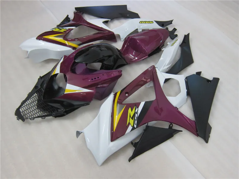 鈴木gsxr1000 07 08紫色の白黒のフェアリングセットGSXR1000 2007 2008 OT38のためのフルABSプラスチック型フェアリングキット