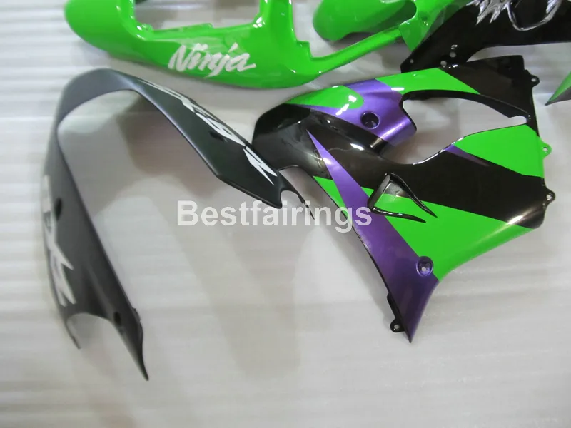 Aftermarket Body Parts Fairing Kit voor Kawasaki Ninja ZX9R 02 03 Green Black Flames Silver Backings Set ZX9R 2002 2003 IU21