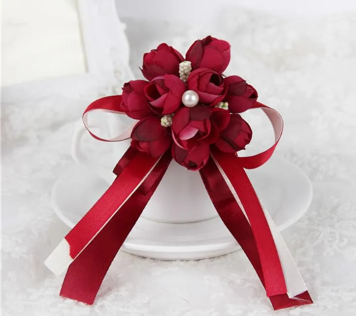 New Men Brooch Artificial Silk Flower with Pearl Design Wedding Prom Corsages and Boutonnieres Suit Accessories G515