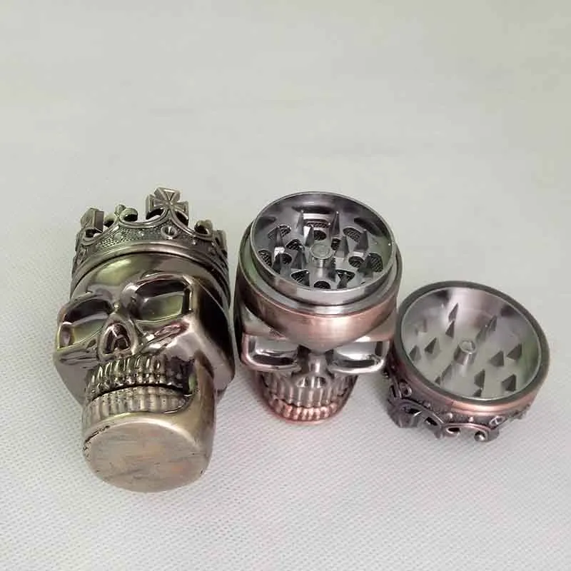 King Skull Shape plastic Tobacco Smoking Grinder Herb Smoke Grinders Tools Muller Magnetic Abrader Crusher 3 parts Gift