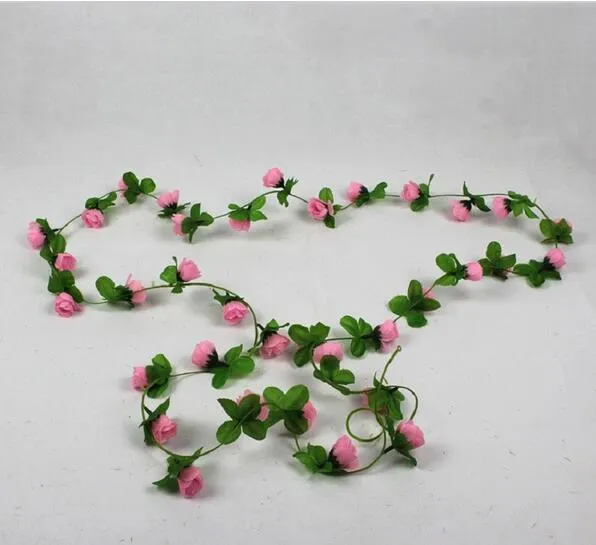 200 cm Guirnalda de rosas artificiales Flor de seda Vid Ivy Hoja verde Jardín de bodas Flores falsas florales Decoración de la boda en casa flores G11