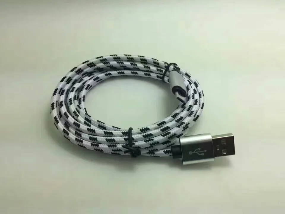 1M 3FT OD 4.0 2A Grade velocidade Carga Nylon trançado de metal Adatper Data Sync Micro USB tipo cabo C / 