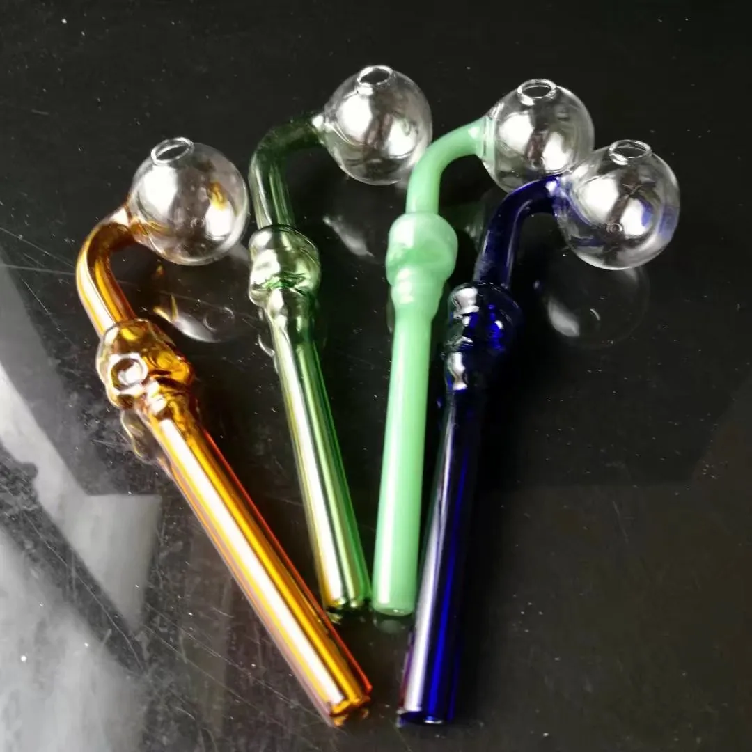 Curved Oil burners Glass Pipes glass bong with color glass balancer water pipe skull e shisha