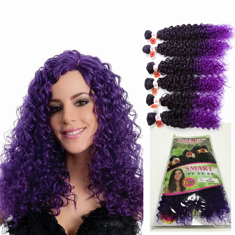 6pcs/lot Jerry curly freetress hair ombre brown synthetic weaves closure,hair extensions braiding Hair for black women