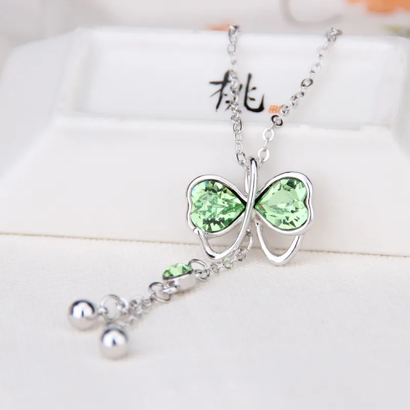 Nouveau Papillon Collier Pendentif En Cristal Rose Vert Bleu Collier En Argent Qualité Valentine Fête Des Mères Cadeau De Noël En Gros Bijoux DHL SF