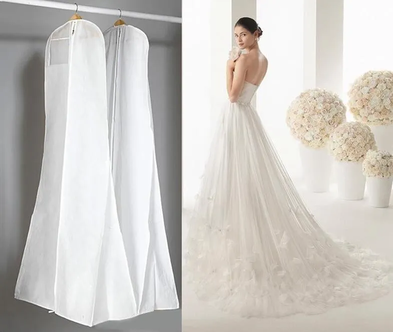 Big 180cm Wedding Dress Gown Bags High Quality White Dust Bag Long Garment Cover Travel Storage Dust Covers 4195921