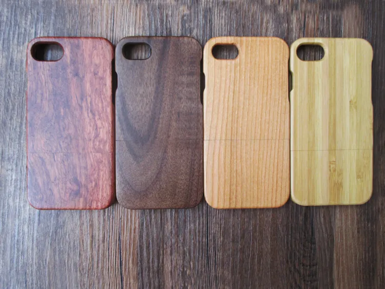 Luxury Natural Real Wooden Bamboo Mobiltelefon Väska till iPhone 6 7 6s plus 100% Trä snidning Väskor Mobiltelefon Hårdbakgrund