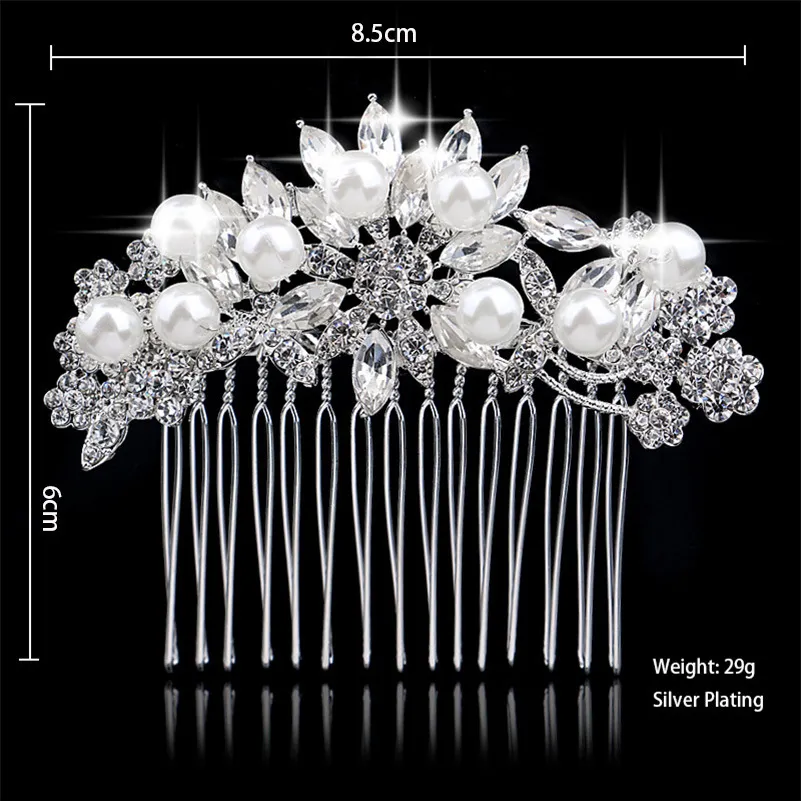 Hair Combs Imitation Pearl Flower Party Wedding Hair Accessories Rhinestone Wedding Bridal Prom Evening Party Headpiece Size 8.5*6cm