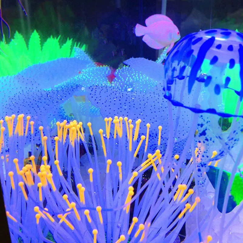 8cm Vivid Glowing Effect Fluorescent Artificial Jellyfish Aquarium Fish