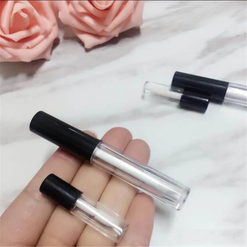 Bouteilles d'emballage avec capuchon noir rond, bouteille de brillant à lèvres de 8.0ml, Tube de brillant à lèvres, emballage cosmétique