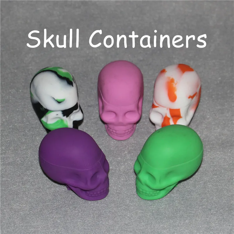 New Arrive Skull Slicone Wax Jar Colorful Slick Skull Screw Top Silicone Container Take Icky out of Sticky slick containers