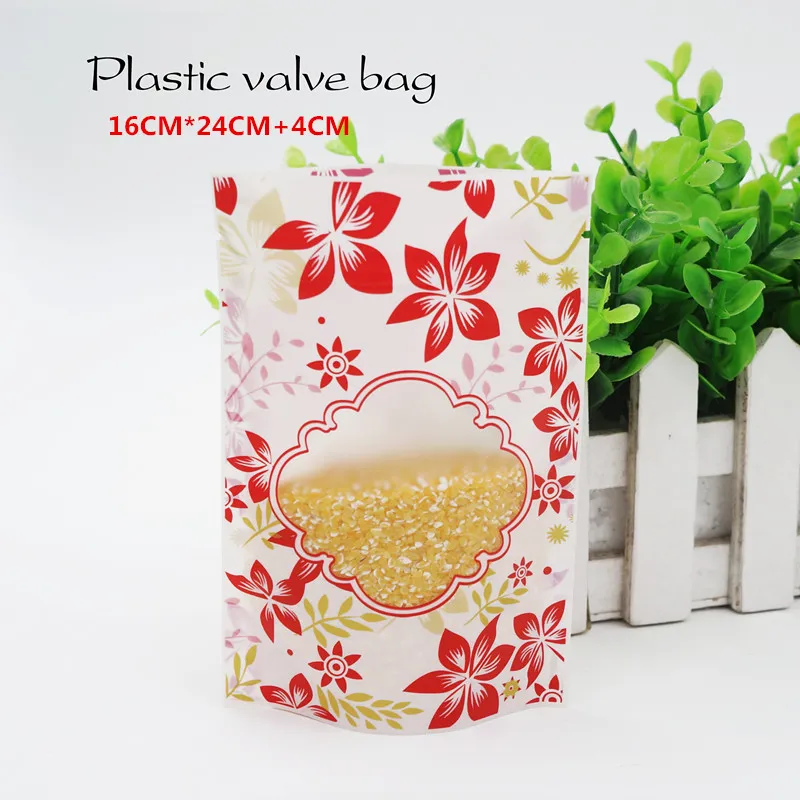 16*24+4cm Red gold flowers self-styled stand bag Waterproof dust proof Nuts Snack Ornaments bags Spot 100/ package