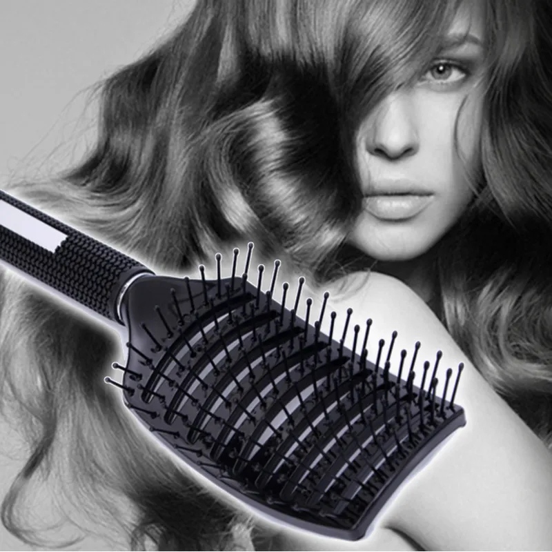 Salão de moda Couro Cabeludo Massagem Pente Escova De Cabelo Profissional Detangle Paddle Hairbrush Ferramentas de Estilo de Cabeleireiro Projeto Arqueado