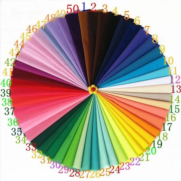 50 kleuren gemengd effen bedrukt mengstof voor handgemaakte naaien materiaal patchwork gordijn handwerk DIY Craft 20 * 30cm