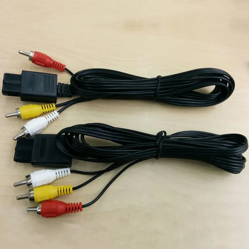 160 cm AV TV RCA Cabo de Vídeo Cabo Para Game Cube / Para SNES GameCube / Para Nintendo Para N64 64 Atacado 50 pcs