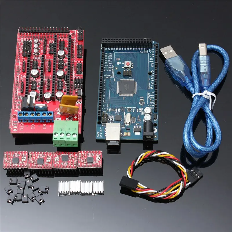 Livraison gratuite Mega 2560 + RAMPS 1.4 Controller + 4pcs A4988 Stepper Driver Module + pour KIT d'imprimante 3D pour Arduino RepRap