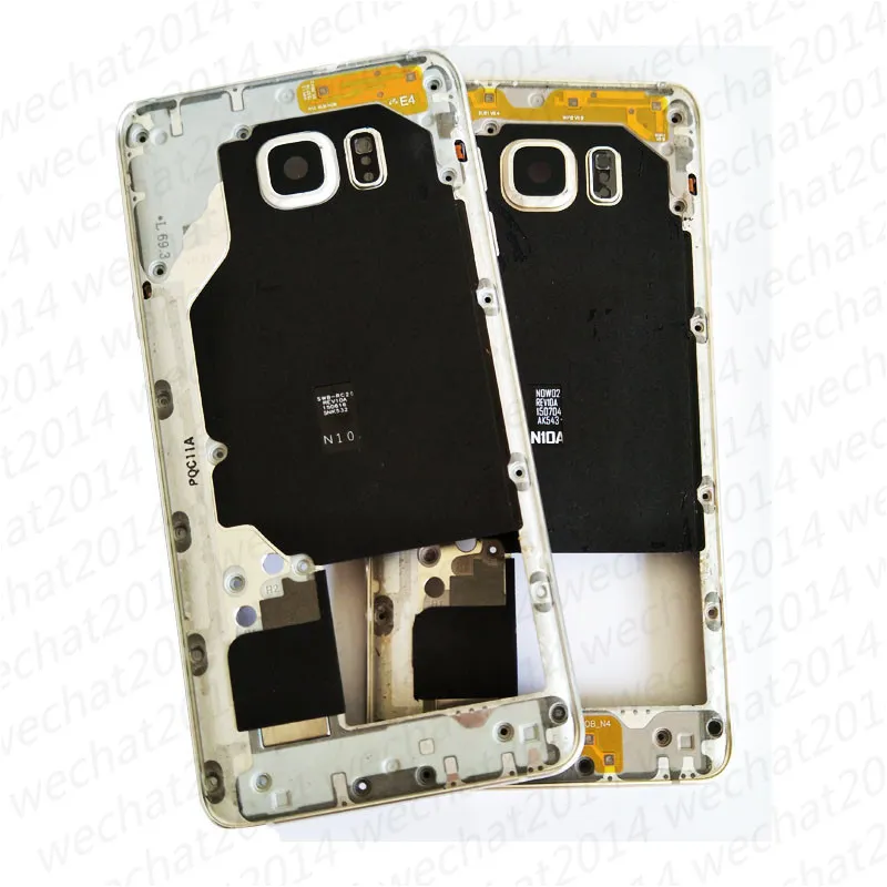 OEM Metal Middle Bezel Frame Case för Samsung Galaxy Note 5 N920A N920P Singelkorthus med kamera glasskiva