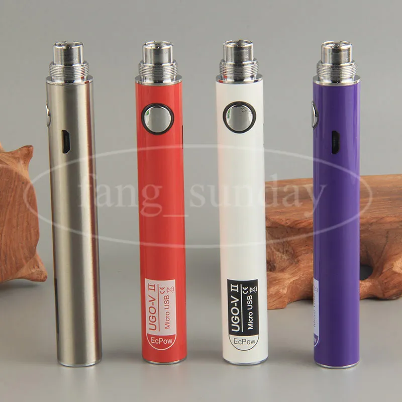 Original UGO V II Micro USB 650 mAh 900 mAh eGo T eVod Ecig Vaporizador bateria caber 510 pyrex ce3 tanque g2 cartuchos de caneta vape