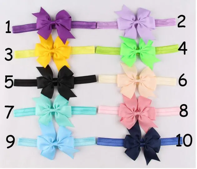 Baby-Bowknot-Haarband, 20 Farben, Seide, Haarseil, gestricktes elastisches Stirnband, Stirnbänder, Baby-Haarband