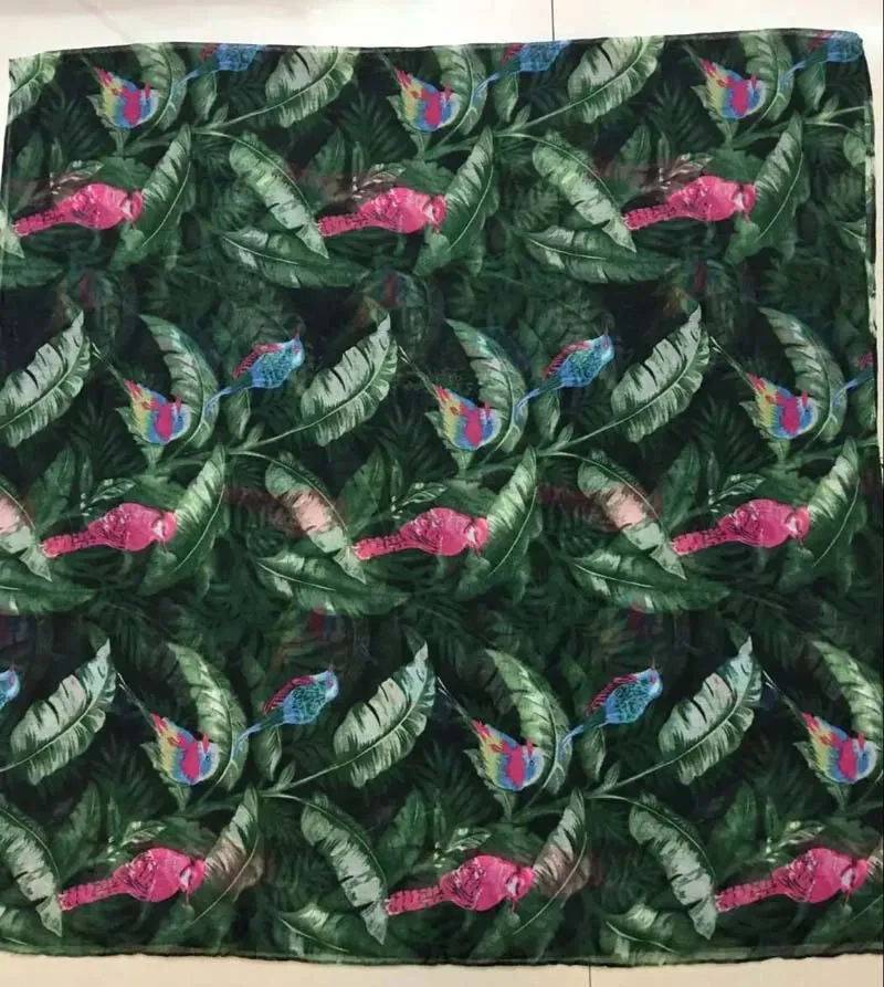 패션 팜 잎과 새 프린트 동물 스카프 여성 목도리 랩 동물 월드 트리 히잡 소프트 가벼운 히잡 319s