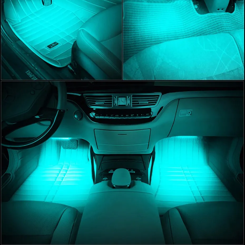 RGB 36 LED CAR CHARCH 12V 10W GLOWインテリア4IN1 ATMOSPHERE BLUE INSINE FOOT LIGHTランプリモート音楽コントロール232Y