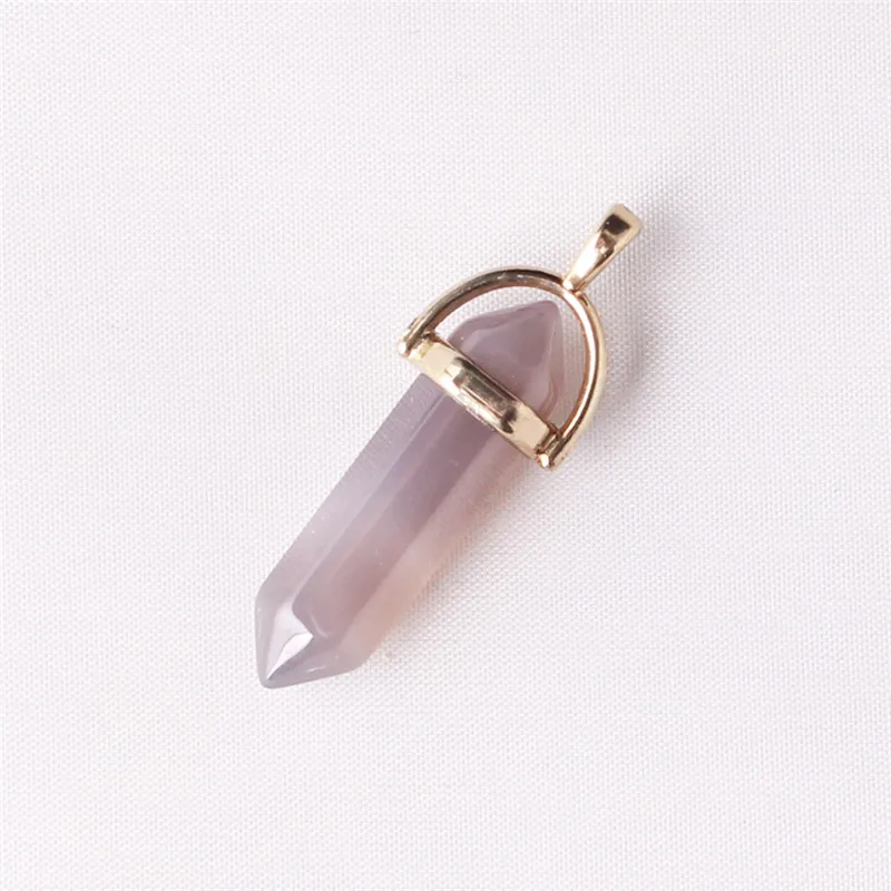 Dainty Gold Filled Bail Crystal Pastel Quartz Pendant Minimal Hexagon Carnelian Grey Purple Agate Black Onyx Amethyst Boho Romantic Necklace