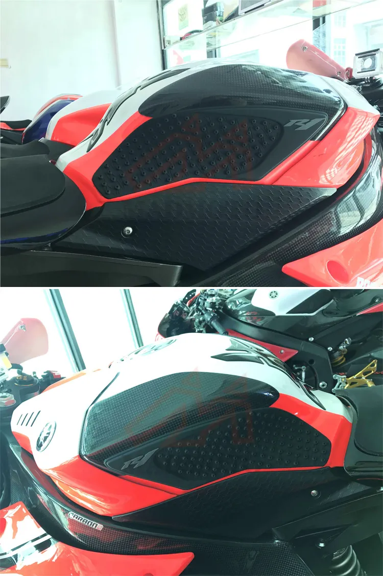 Coussinet de Traction pour réservoir, accessoires de moto pour Yamaha R1 2015 – 2016, protecteur de poignée de genou à gaz latéral 3M, autocollants antidérapants