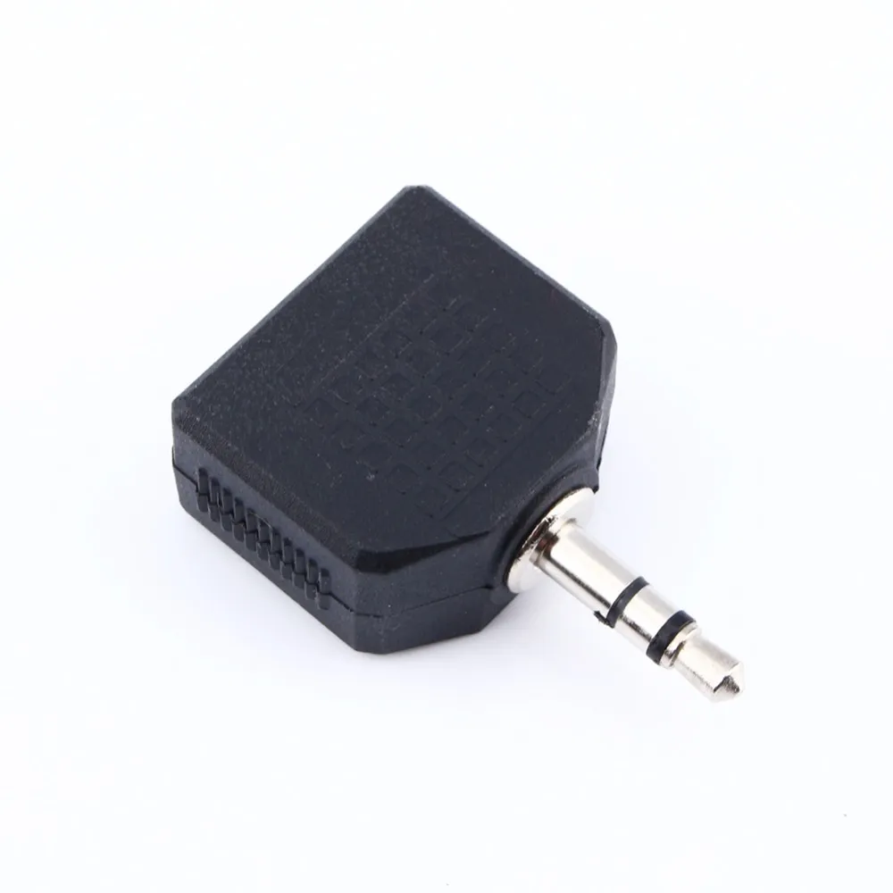 Freeshipping 20st / Lot Black Color 3.5mm Jack 1 till 2 Dubbel hörlurar Hörlurar Y splitterkabelkabeladapterplugg för MP3-telefon