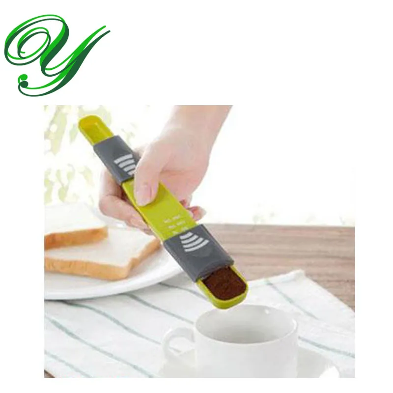 Cuillères à mesurer réglables en plastique couvercle coulissant cuillère à soupe cuillères à café 8 balances de cuisine à volume supplémentaire gadgets outils de cuisson pour enfants