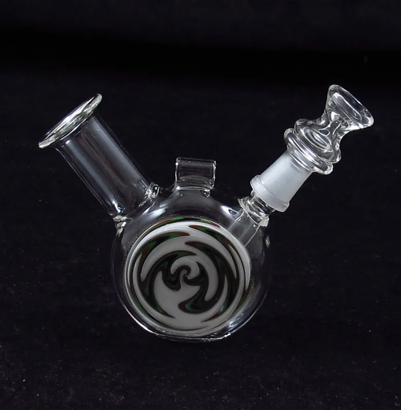 två funktioner 3 tums mini halsband wax dab oljeriggar bubbler glas bong Led 10mm WYK-YUANMINI portabel