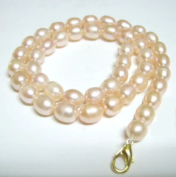 Pink Rice Freshwater Pearl Fashion Beaded Necklace Lobster Clasp 16inch For DIY Craft Jewelry Gift P1